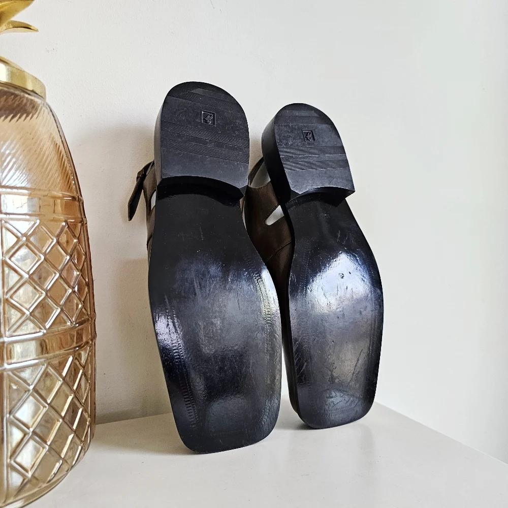 Vintage Chunky Giorgio Brutini Leather Slingback Shoes | Square Toe